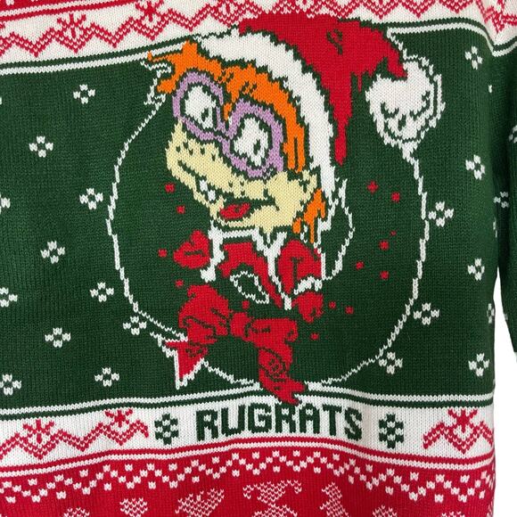 Rugrats Nickelodeon Funny Christmas Sweater Green Red Chucky Size Small - Picture 2 of 5